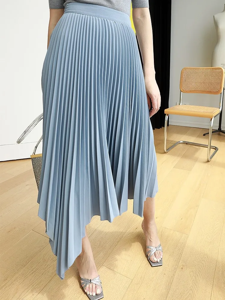 

Юбка миди Ele Lemon Chen: Текстурированная, асимметричная, цветная, из шелковистого ацетатного волокна, А-силуэт, для женщин