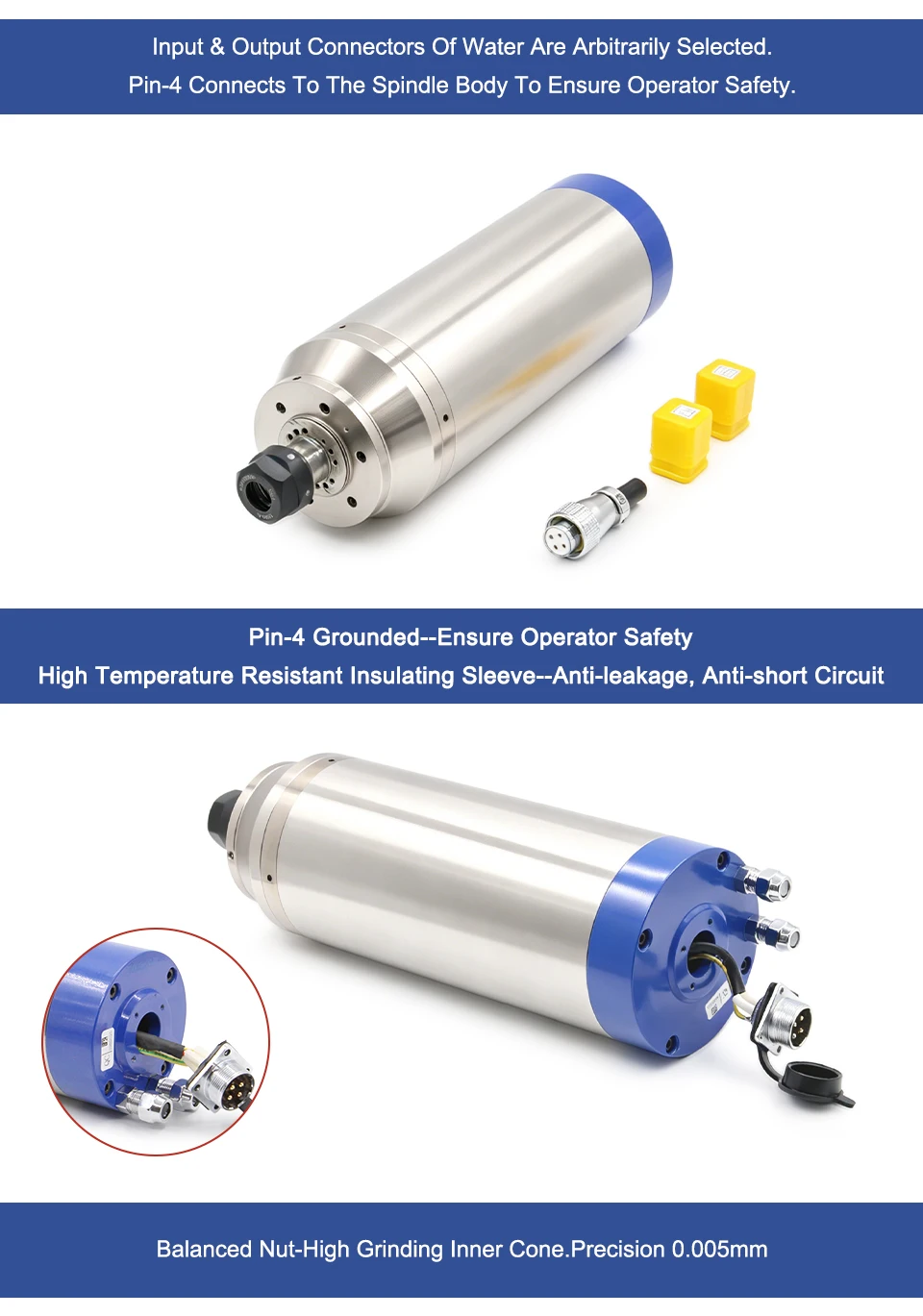 G-Penny 3,7 kW 100 mm wasserdichter, wassergekühlter CNC-Spindel-Kit im Bullet-Design für Holz- und Steinschnitzerei, 4 kW Inverter, Halterung – Detail 9