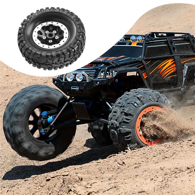 AS96-4Pcs 메탈 비드락 휠 허브 림 및 고무 타이어 세트 (WPL C14 C24 B14 B24 B36 MN D90 MN99S RC 자동차 업그레이드 부품용)