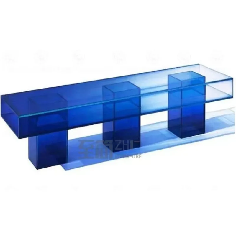 

TAO Transparent Acrylic Bench Gradient Blue a Long Narrow Table Model Room Rectangular TV Cabinet