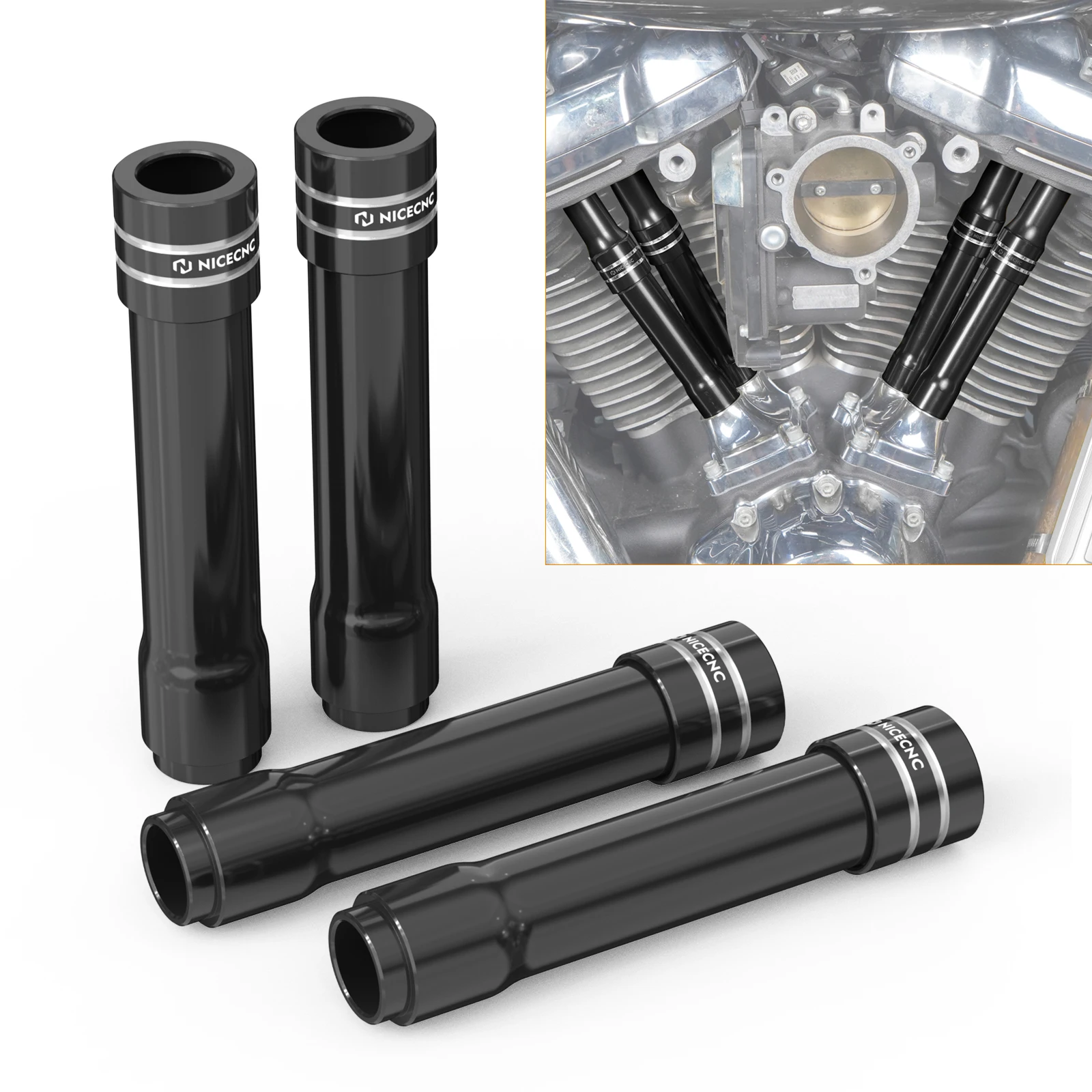 

Motorcycle Tappet Pushrod Covers for Harley Fat Boy FLFB/S Heritage Classic FLHC/S Road King/Special Street Glide FLHX M8 Engine