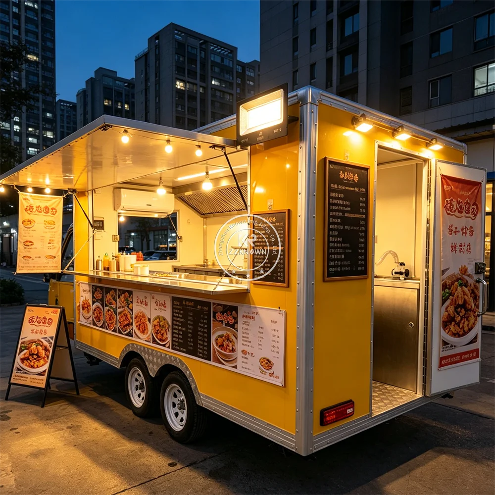 

Mobile BBQ Food Truck Hot Dog Snack Trailer Outdoor Catering Food Trailer With Complete Kitchen Equipment