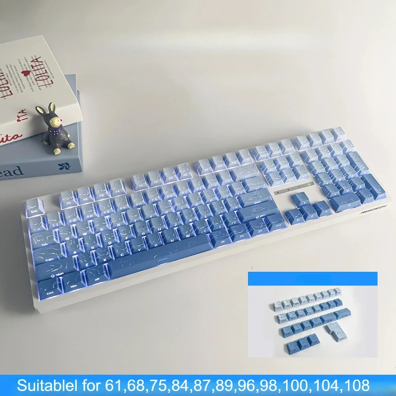 2025 Line Gradient Side Shine Through Keycaps Cherry Profile PBT Custom Keycaps for 60% 65% 75% 96% 98% 100% Mechanical Keyboard