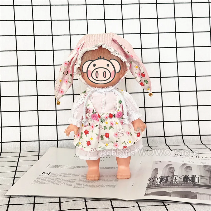 Pakaian boneka untuk 25cm Mellchan aksesori pakaian boneka cocok 1/6 BJD Set boneka indah gaun boneka bayi hiasan kepala hadiah Natal