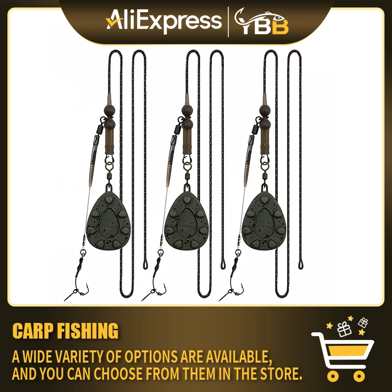 1 Set Karpfenangel-Ready-Rig-Set, Ronnie Rigs mit Schnellwechsel-Wirbelhaken und Bleigewichten (56G-128G), Anti-Tangle-Karpfenrig für