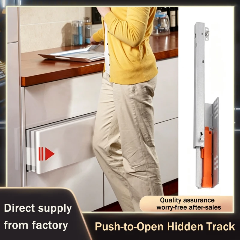 Undermount 2 Section Half Extension Push Latch Drawer Slides No Handle Heavy Duty Durable Cabinet Wardrobe Furniture Set 294