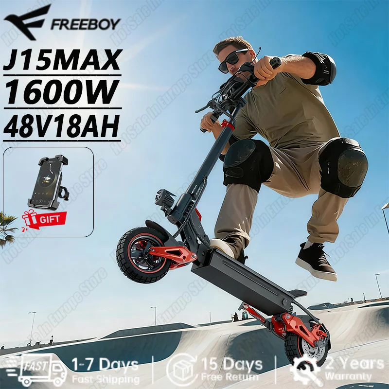 

Freeboy J15 MAX Electric Scooter 1600W Motor 48V18AH Battery 11 Inch Off-Road Wheels E-Scooter Foldable City Off-Road Scooter