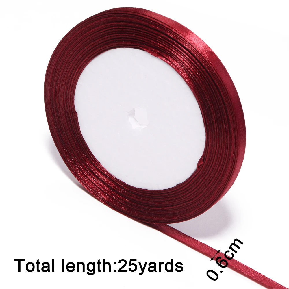25 Yards/Lot 33 Farben 6mm Seidensatinbänder DIY Handgemachte Schleifen Haarnadeln Geschenkverpackung Weihnachten Hochzeit Party Dekorationsbänder – Detail 1