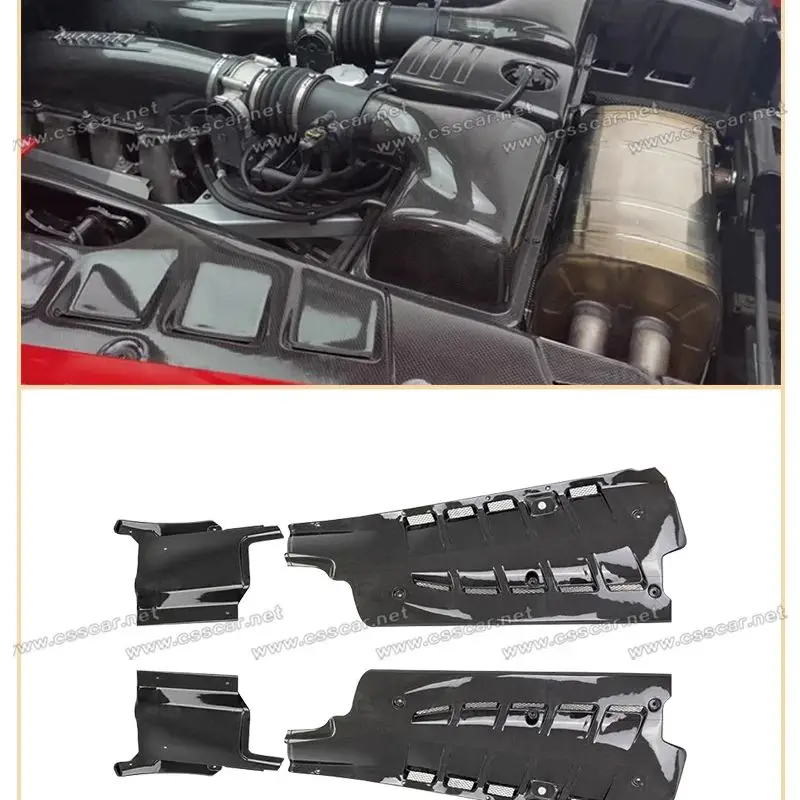 4pcs OEM Style Carbon Fiber Car Engine Interior Kit for Ferrari F430 2005-2009 Front Engine Bay Side Cover Panel Accessories