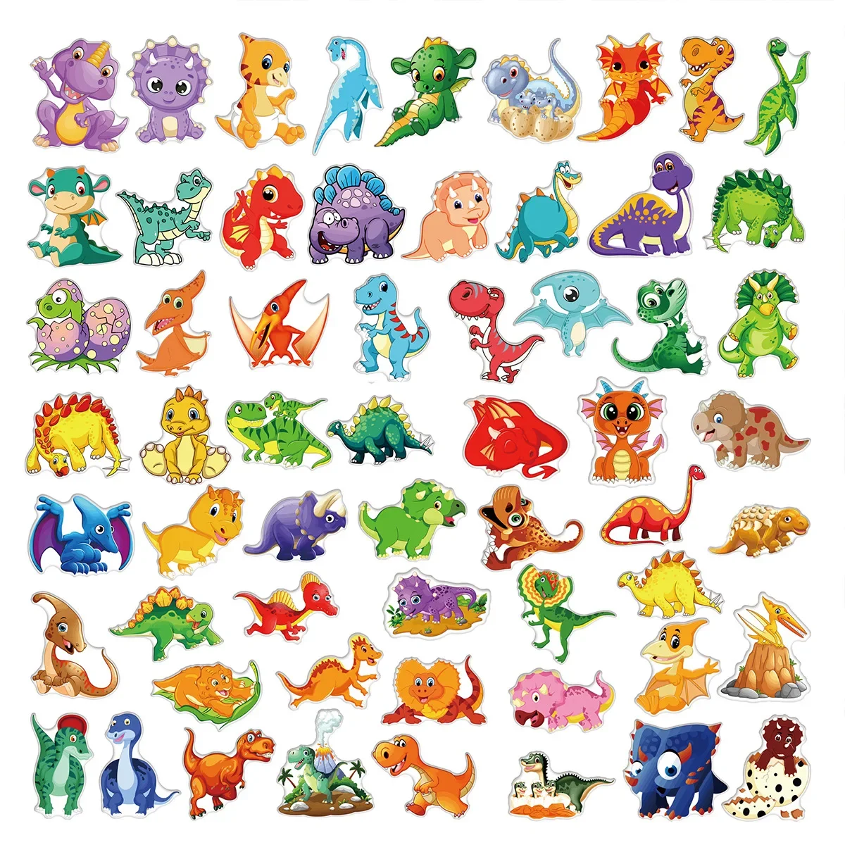 10/25/50pcs Cute Cartoon Dinosaurs Stickers PVC for Scrapbook School Supplies Stationery Water Bottle Phone Decal Kids DIY Toy