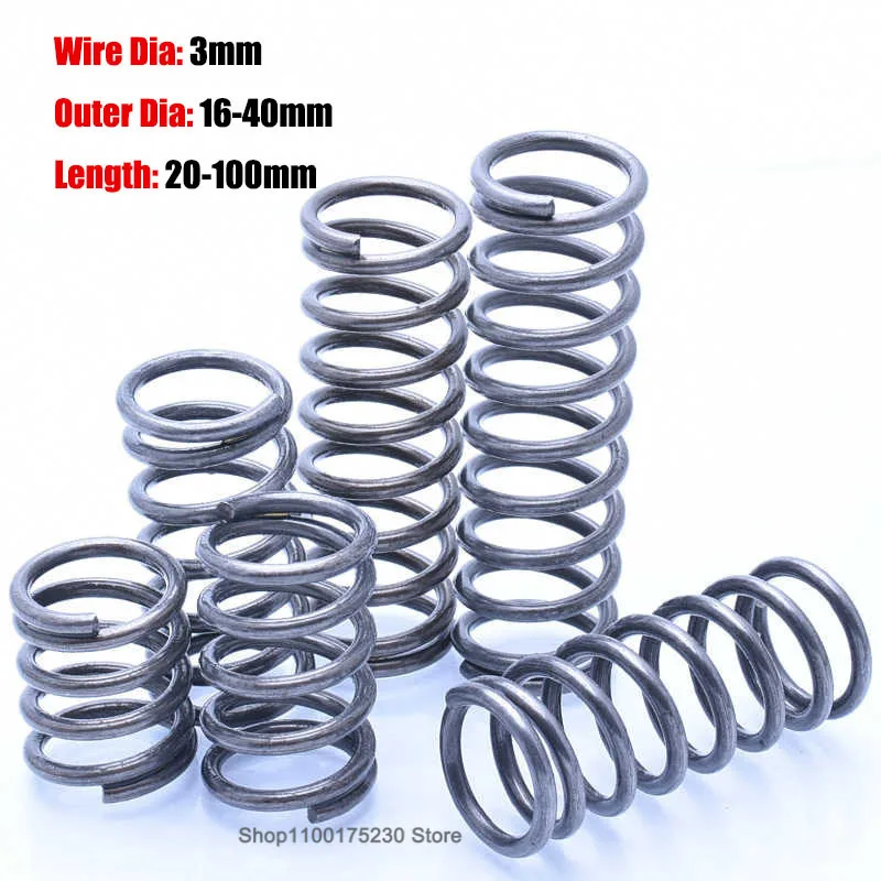 1Pcs Black Y Type Compression Spring Wire Dia 3mm Pressure Springs Outer Dia 16mm-40mm Spring Steel Material For Diy