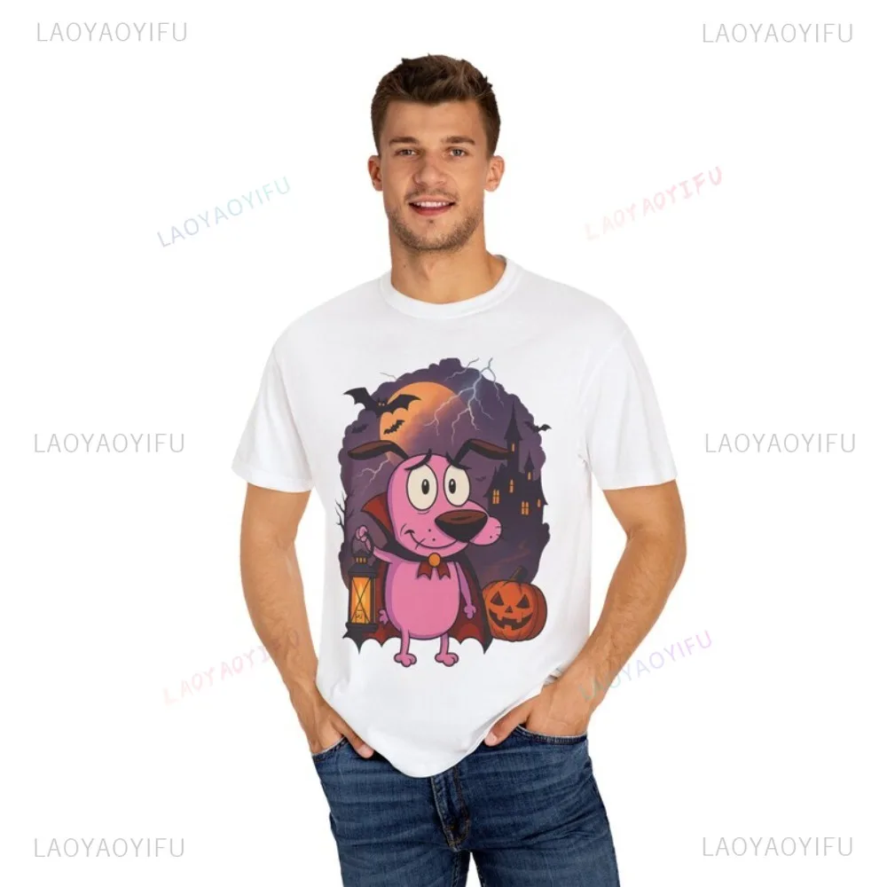 

Забавная футболка с рисунком на Хэллоуин, мужествующая собака, футболка с графическим принтом, юмор, аниме, повседневная модная свободная мужская футболка в стиле Харадзюку
