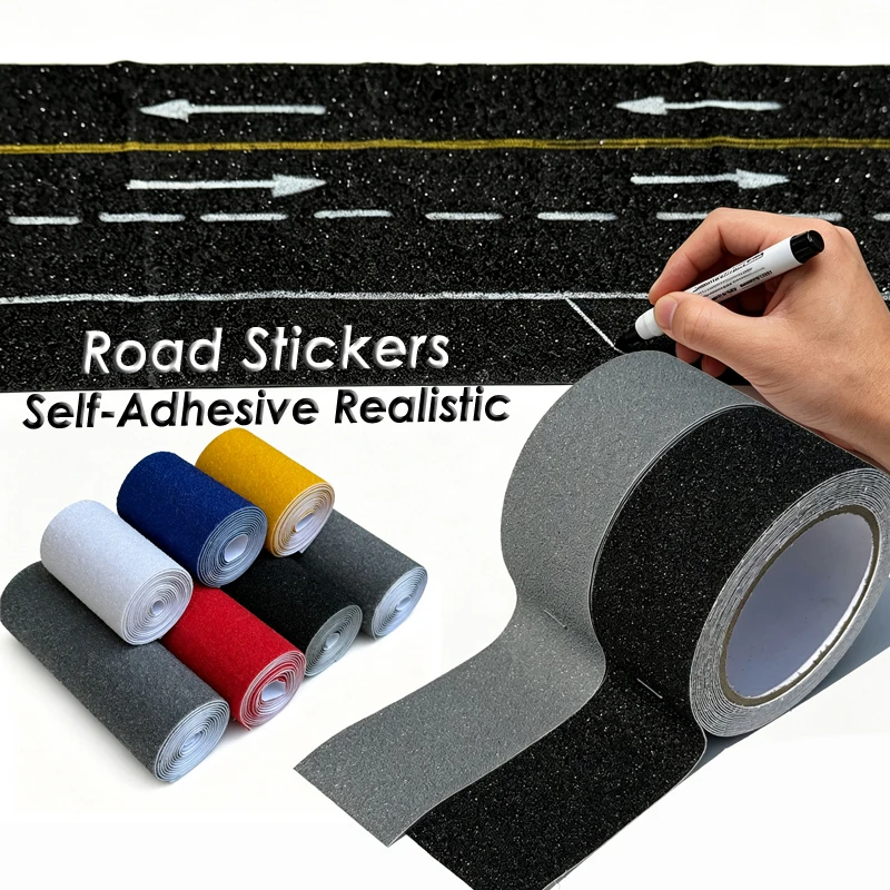 

5-20cm*2.5m/5m Simulated Road Model Self-Adhesive Highway Sticker Micro-Landscape Simulated Train Platform Road Diy Material