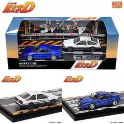 1:64 first text D Toyota MR2 SW20 Blue AE86 S14 Nakamura double car set alloy press shaft  simulation model, adult decoration