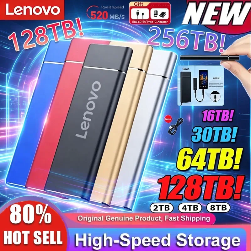 

Внешний SSD-накопитель Lenovo Mini USB 3.0 высокоскоростной, портативный, для компьютеров и ноутбуков — доступны варианты 256 ТБ, 1 ТБ, 2 ТБ