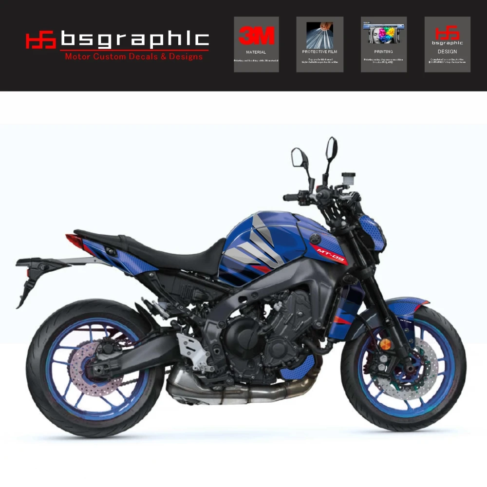 

For Yamaha Mt-09 MT09 2021 2022 2023 Motorcycle Body Fairing Protective Sticker Decal Street Bike Mintis Graphic Kit Blue