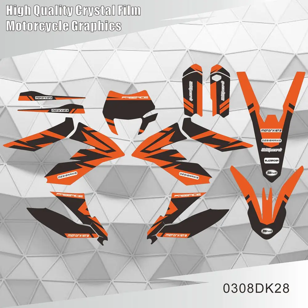 per KTM Freeride 250 350 Decalcomanie grafiche Adesivi Numero personalizzato Nome Adesivi luminosi lucidi Impermeabili
