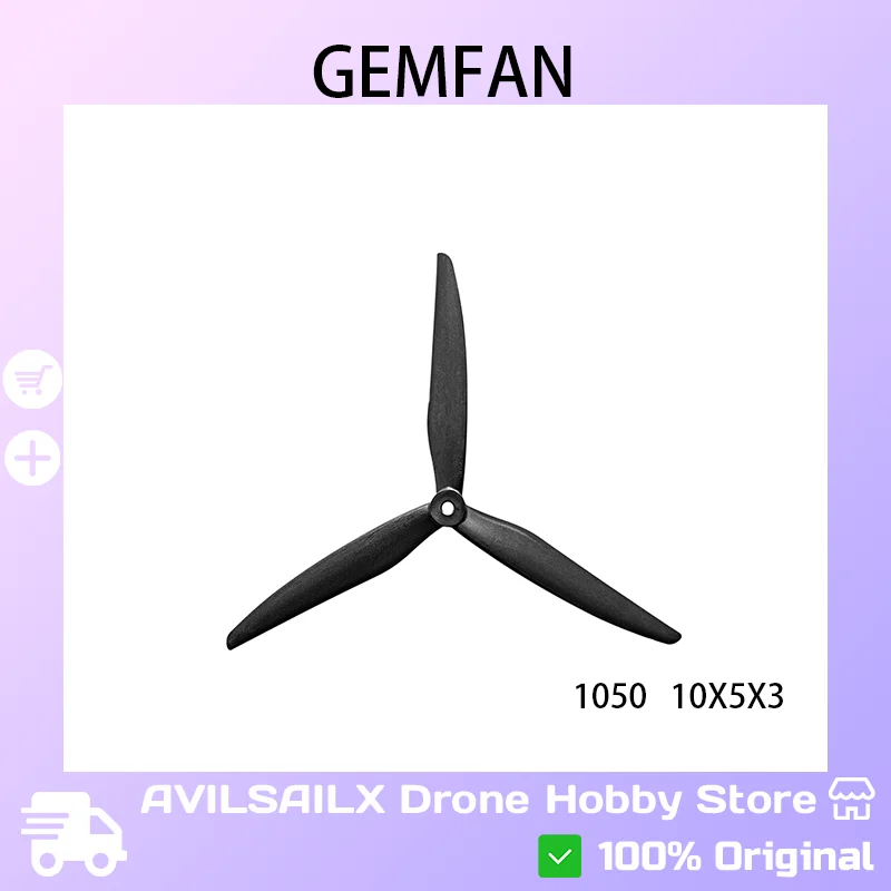 

2 пары (2CW+2CCW) Gemfan 1050 10x5x3 реквизиты с 3 лопастями — нейлоновое стекловолокно для 10-дюймового дрона FPV, Cinelifter, MarcoQua, мультиротор