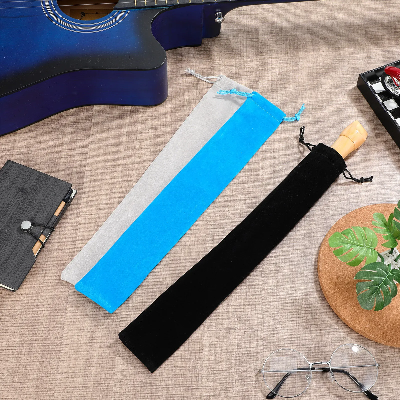 

3 Pcs Clarinet Instrument Bag Drawstring Flute Case for Vertical Flutes Holder Pouch