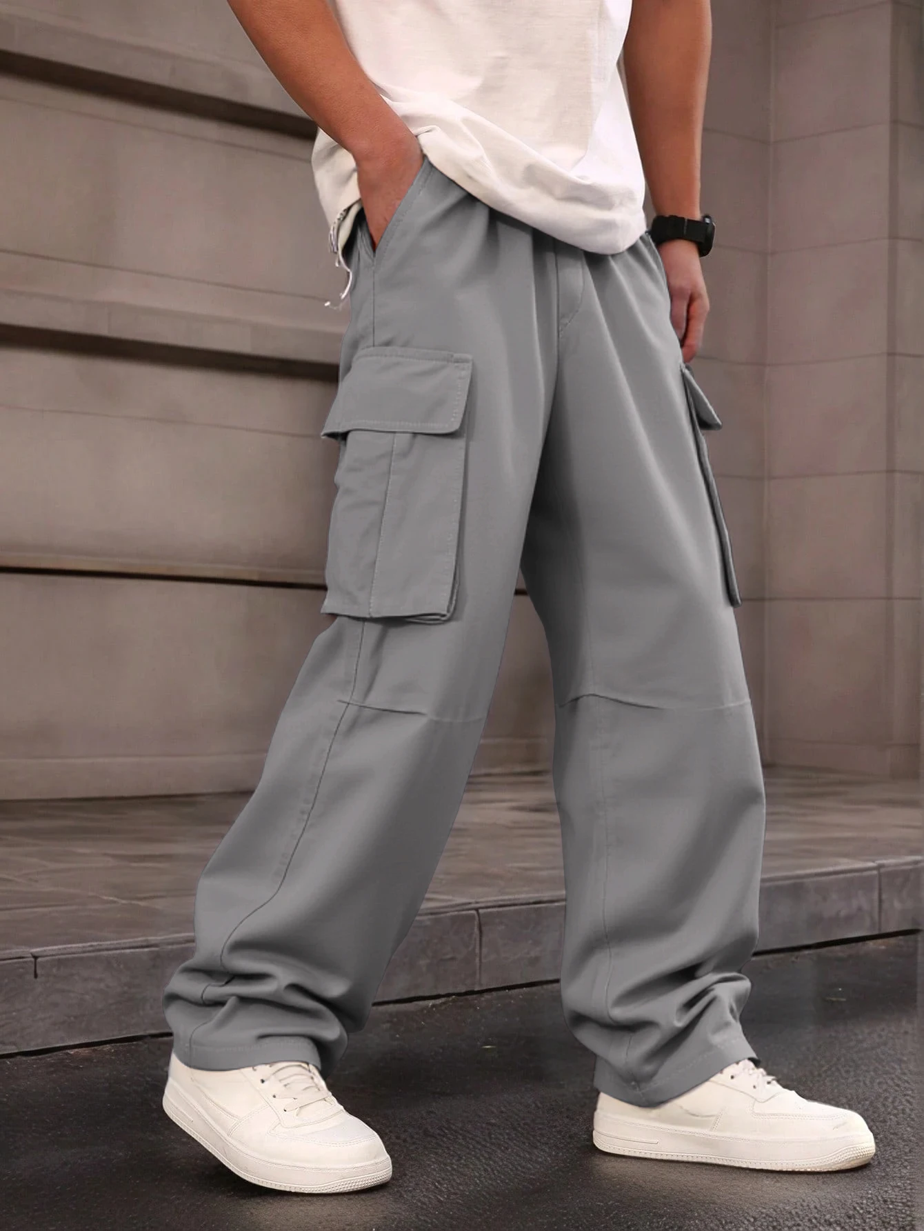 3D Pockets, Street-bombing Workwear, Trendy Functional Lacing, Loose-fitting Casual Pants, Men's Straight-cut Fashion