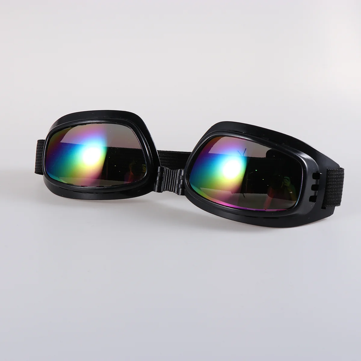 Outdoor Snowboard Goggles Skiing Bike Motorcycle Cycling Protective Safety Goggles Glasses (Black Frame and Colorful Glass)