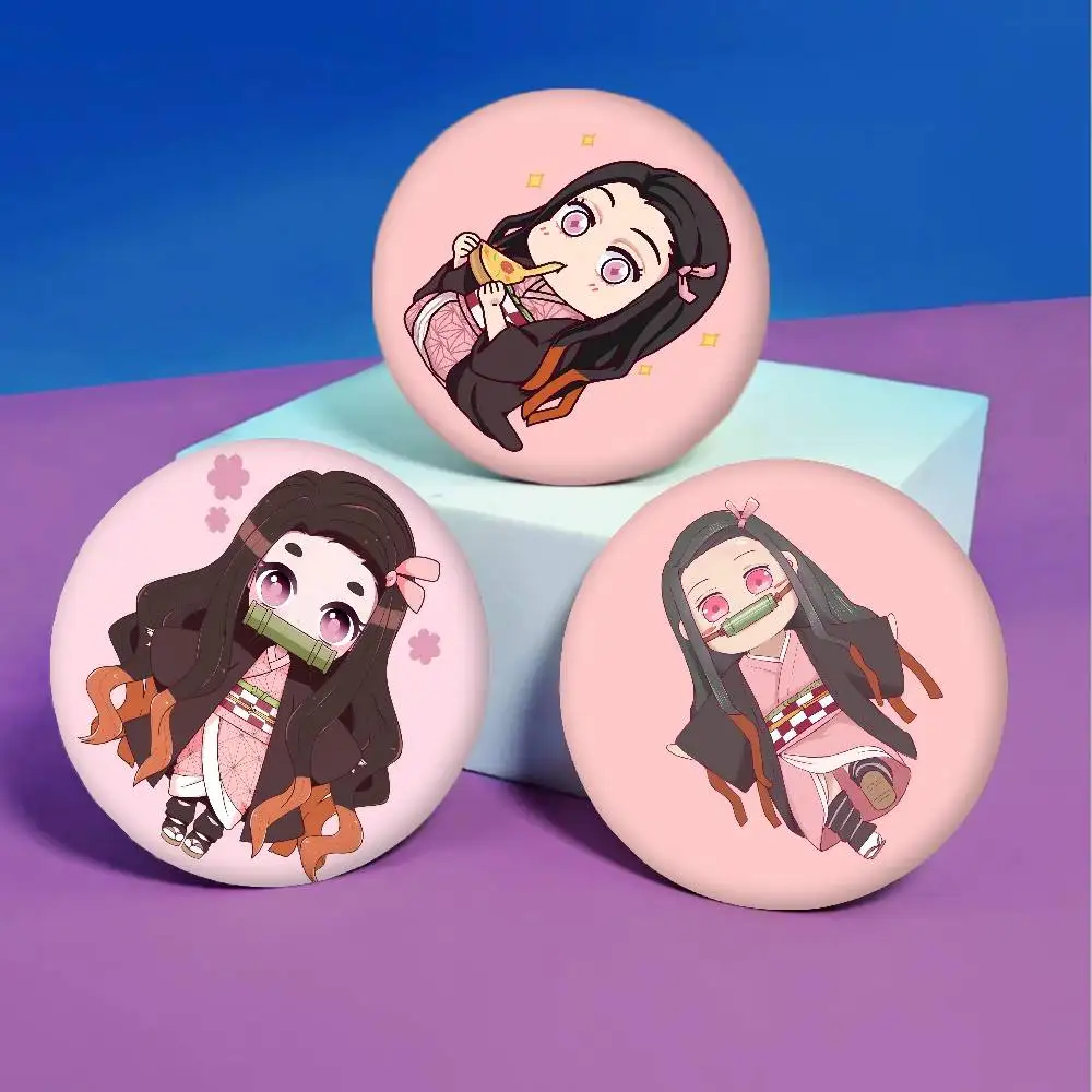 

Anime Demon Slayer Creative Pins Funny Smiley Faces Round Snap-in Brooch Badge Backpack Hat Accessories Jewelry Gifts