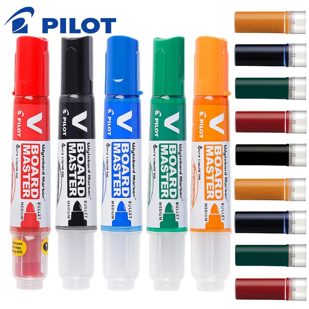 

1+5 Refill Pilot Japan V Straight Liquid Whiteboard Pen Large Capacity WBMAVBM Water-based Replaceable Pen Core School Supplies
