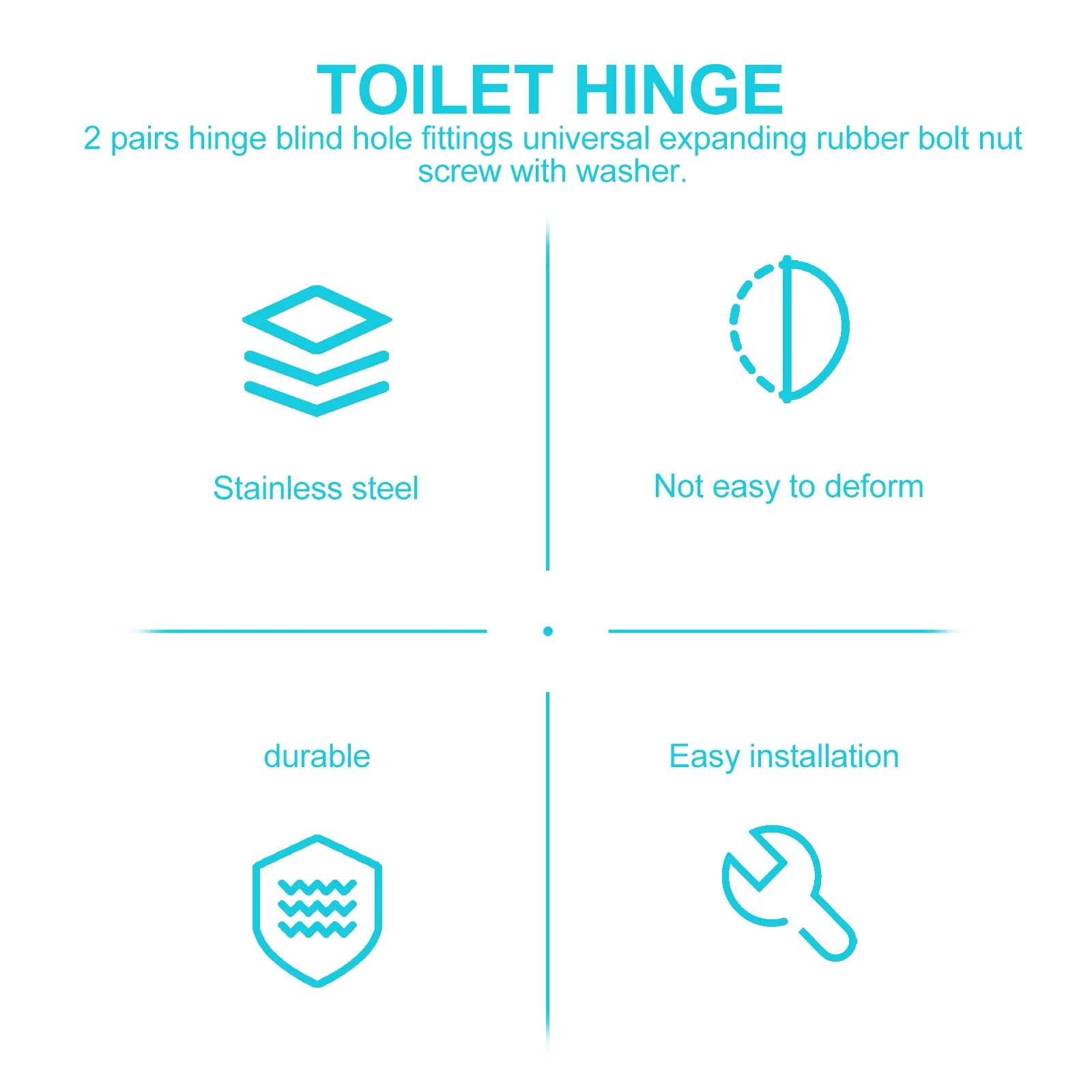 2 قطعة مقعد المرحاض تحديد الفولاذ المقاوم للصدأ المطاط ثقب أعمى تركيبات حزمة سهلة استبدال تحديد للمفصلات القياسية العودة إلى الحائط