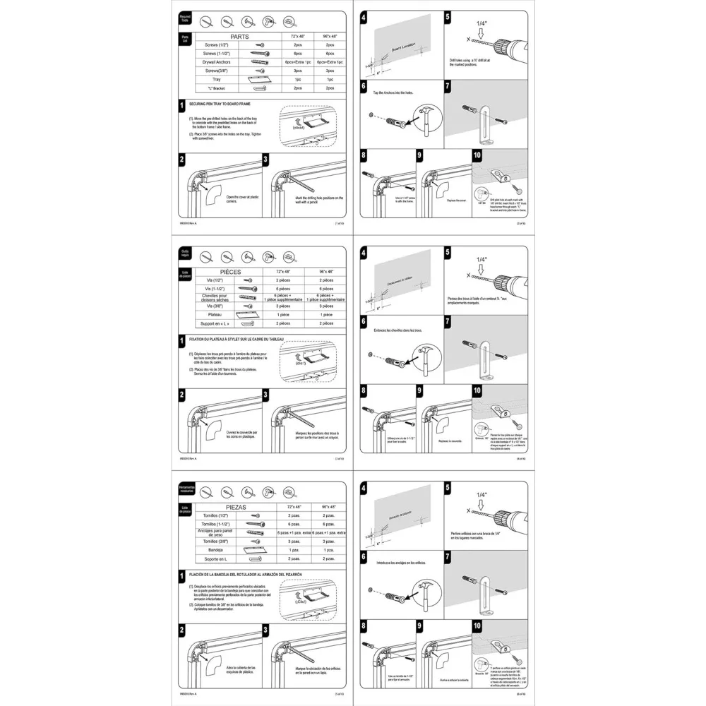 سبورة بيضاء مغناطيسية للمسح الجاف، 48 × 72، إطار فضي #4