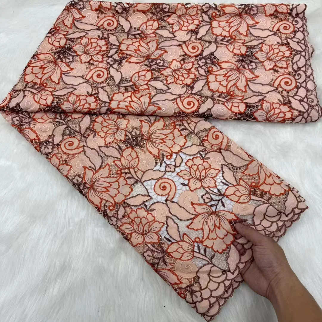 

Nigerian Tulle Lace Fabric for Sewing, Wedding Embroidery Dress, Chiffon Party Guipure, High Quality, Cotton 5Yard, 2024 MY006