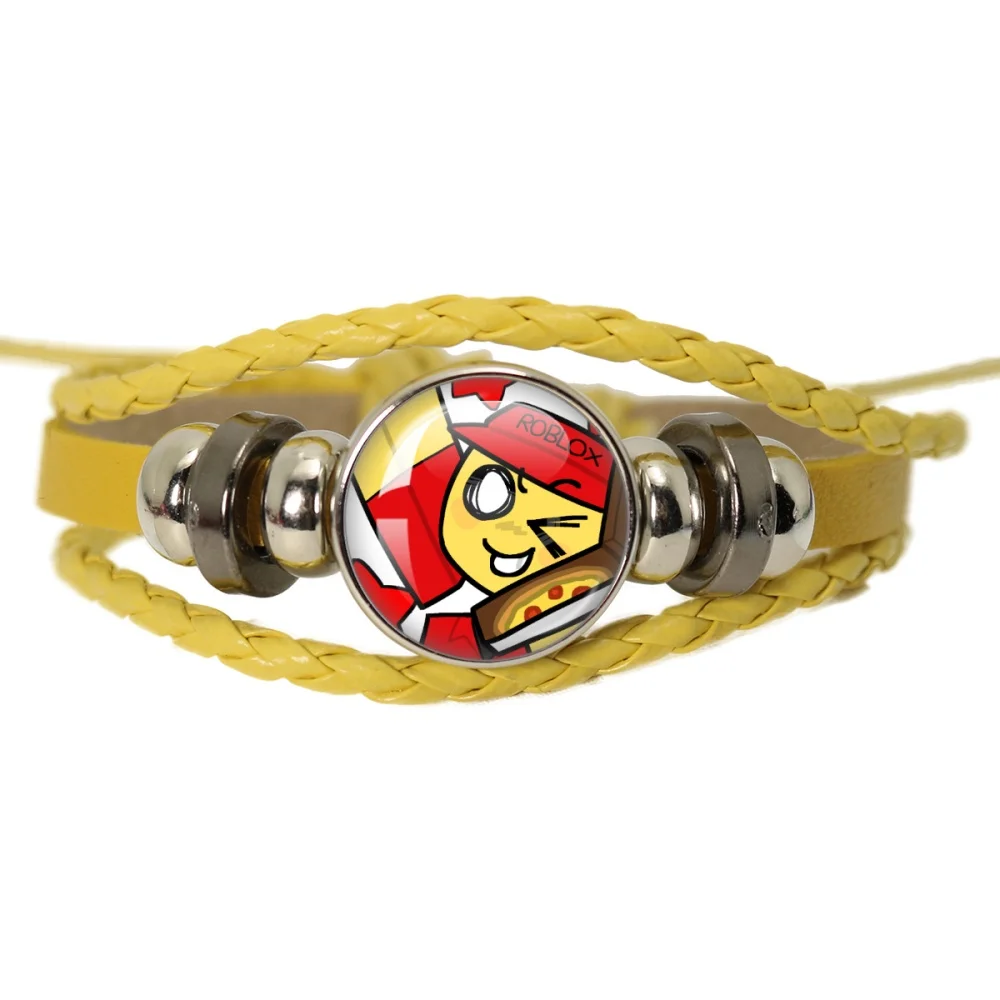 Elliot juego Forsaken comprar nuestra nueva Pizza divertido Meme botón cuerda cabujón de cristal pulsera de cuero amarillo joyería encanto regalo