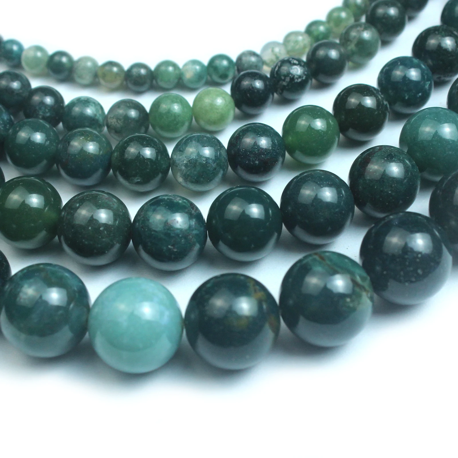Moss agat Natural Stone String Loose Round Beads Strand 4 6 8 10 12 14 MM DIY Charms Beads For Jewelry Making