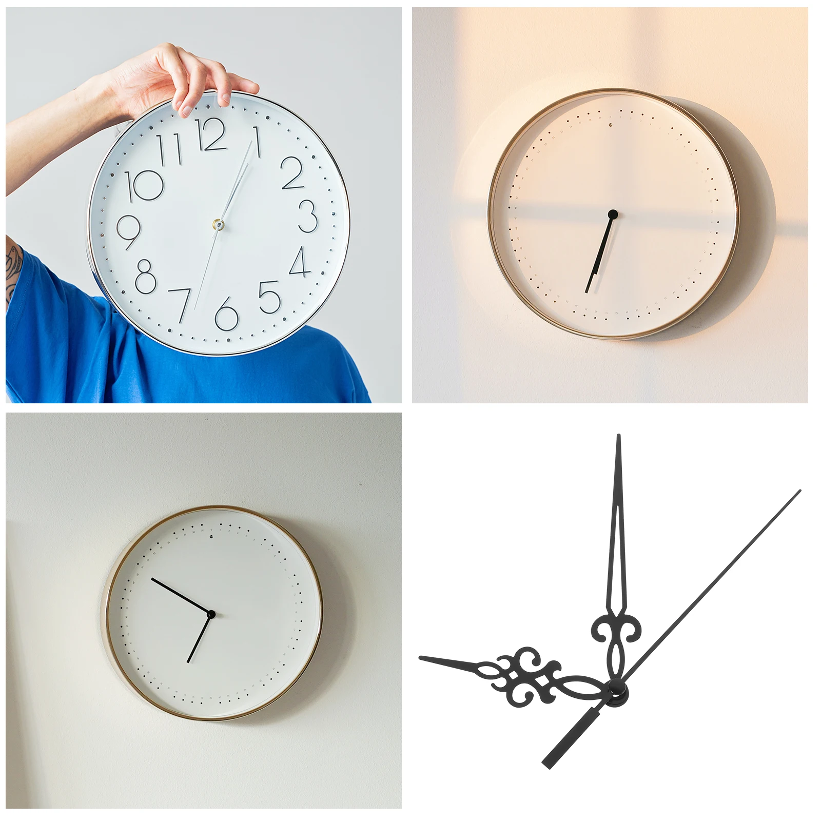 

10 Sets Hands Kits Plastic Replacement 20#002 Clock Hands Kits Gold Second Wall Clock Parts Accessories DIY Repair