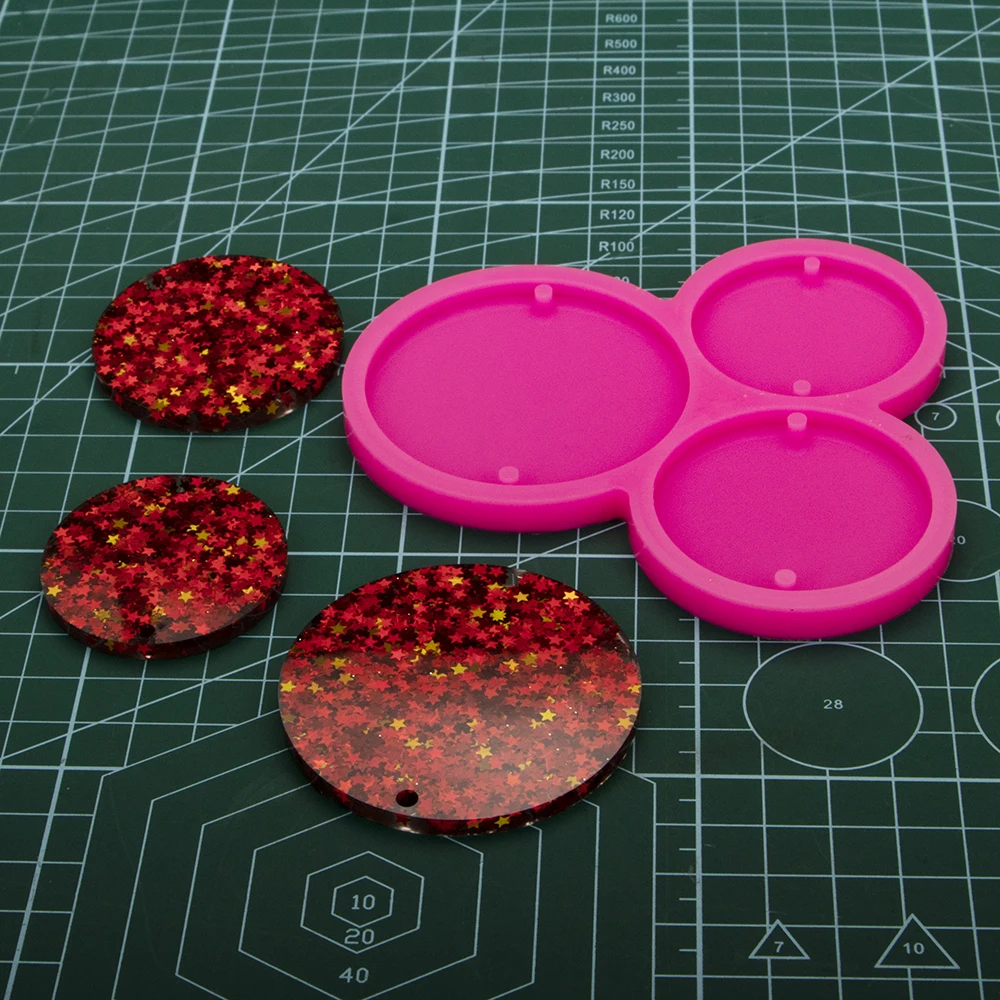 Super Glossy Circle Keychain Mold, Round Silicone Epoxy Resin Mould Handmade Charms DIY Jewelry Making DY0079