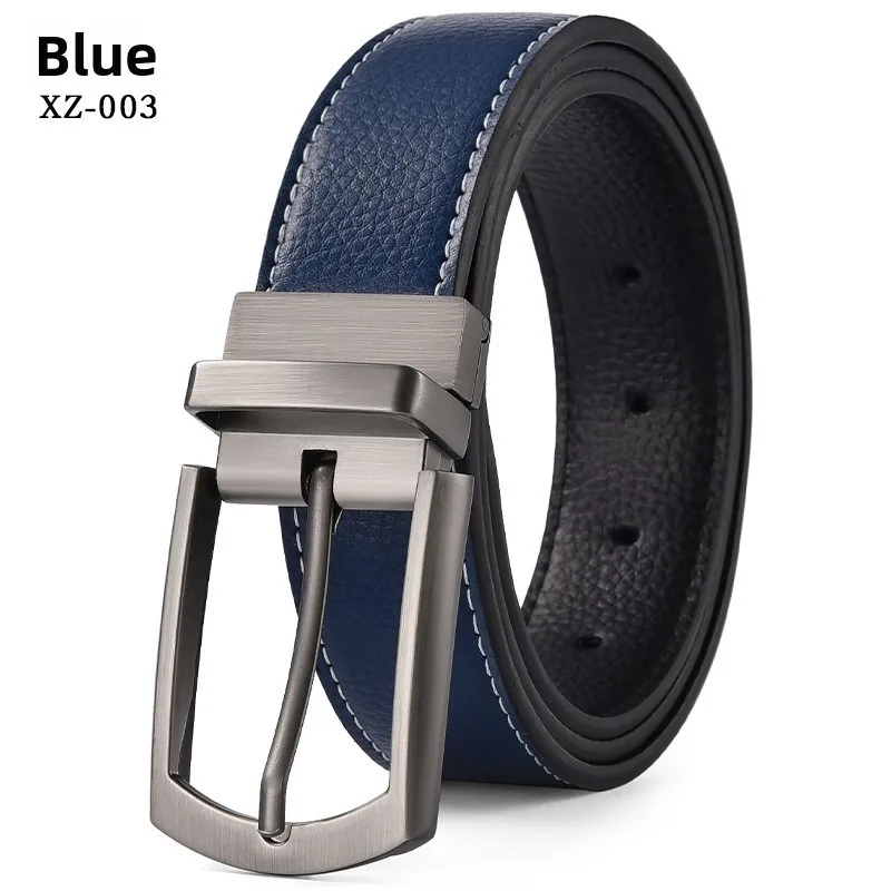 Reversible leather belt, men's 3.3cm rotatable rivet belt, casual style