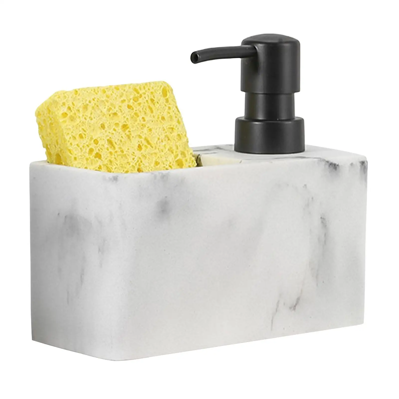 Liquid Soap Dispenser and Sponge Holder Countertop Liquid Pump Bottle White