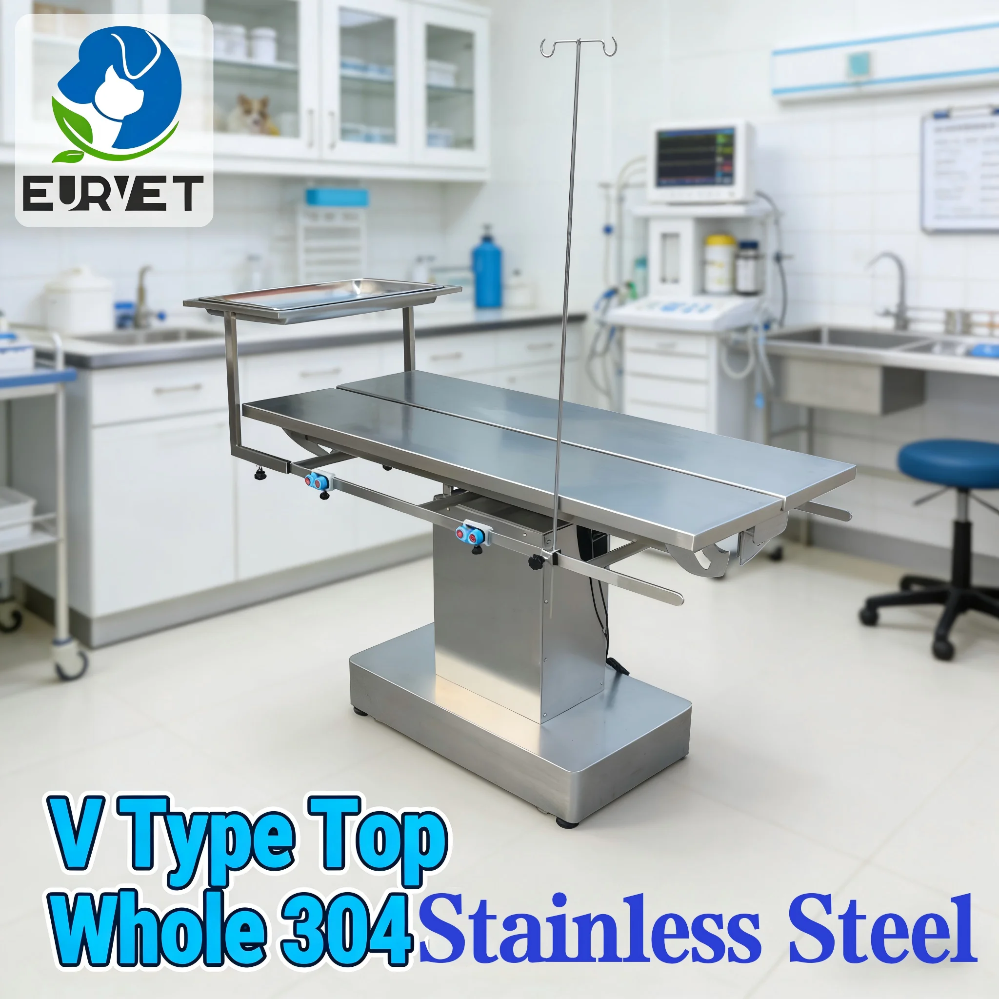 EURVET Veterinary Equipment Electric Vet Surgery Table 304 Stainless Steel Height Adjustable 760 To 1060mm With Tilt Function