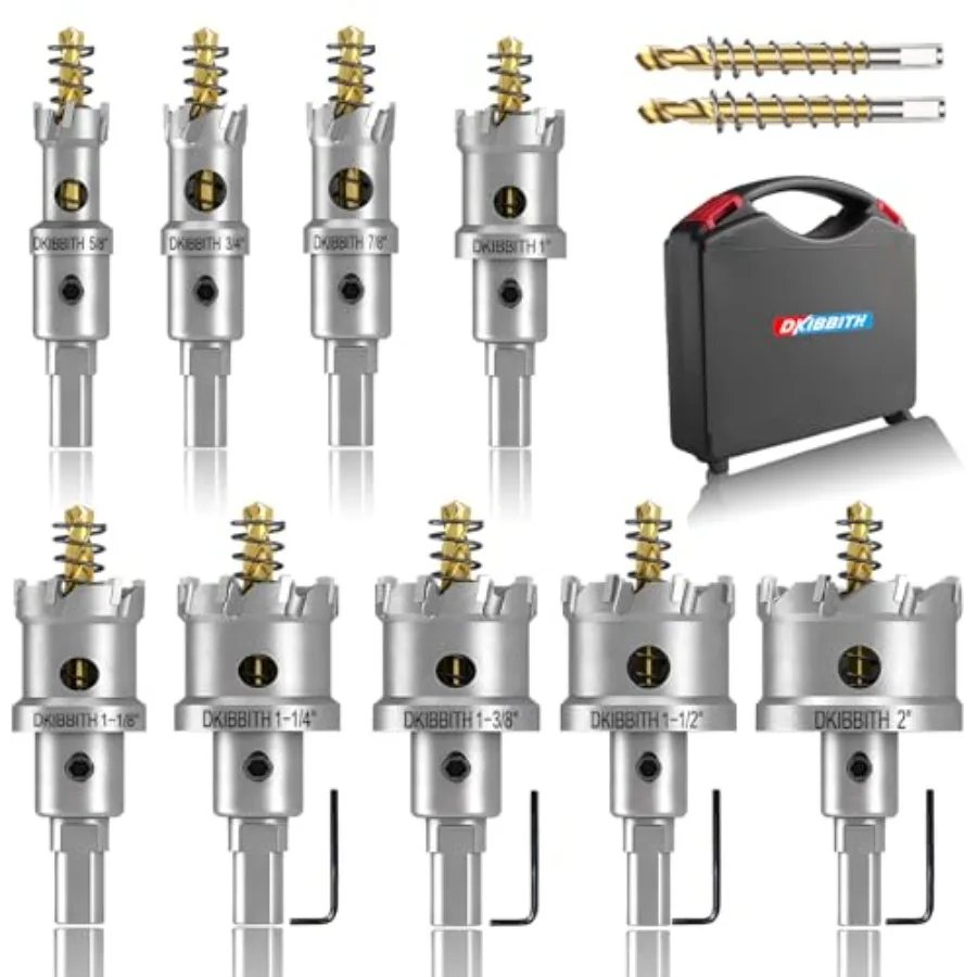 

TCT Set5/8" to 2" Heavy-Duty Tungsten Carbide s for Stainless Steel Hard Metal Plastic Wood 1" Cut Depth with Detachable Pilot