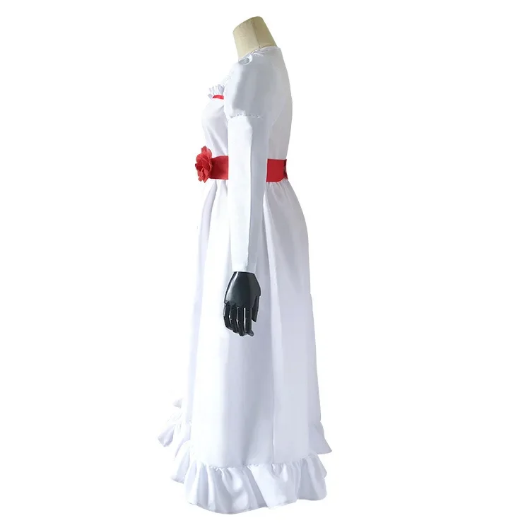 Halloween Costume For Women Annabel Halloween Horror Doll Cosplay Dress White Fancy Dress Party Scary Cosplay Movie Outfit