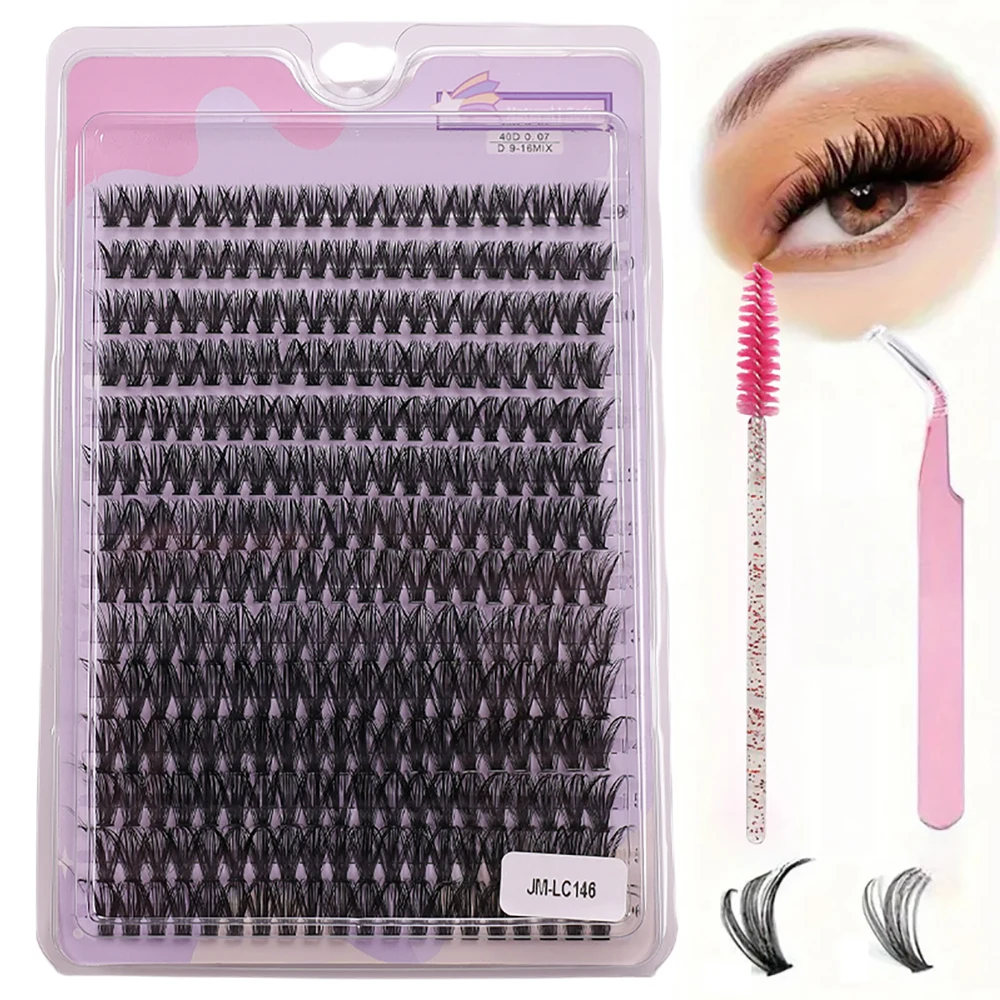 60D imitation mink eyelashes 280 clusters 0.07mm D curled 9-16mm mixed natural eyelash extension 3D Russian curled individual ey