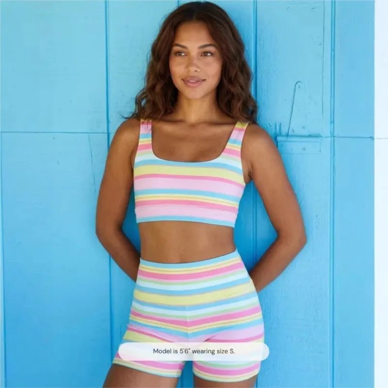 

Y2k Striped Shorts 2-Piece Sets Sleeveless Cami Tank Tops And Elastic High Waist Shorts Loungewear Summer Beach Vacation Outfits