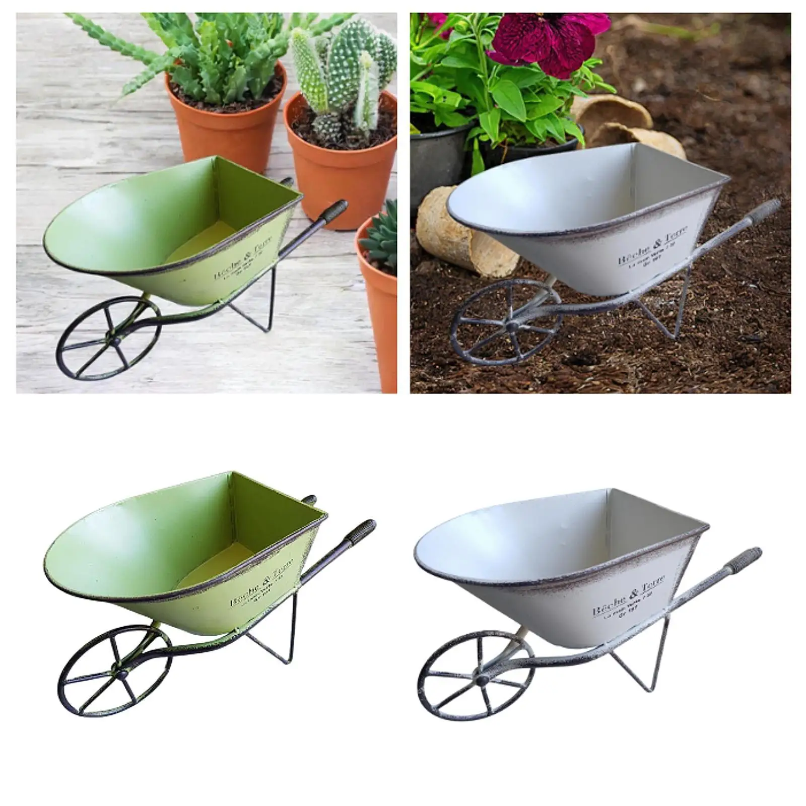

Wheelbarrow Planter Iron Cute Wagon Planter Box for Farmhouse Garden Patio