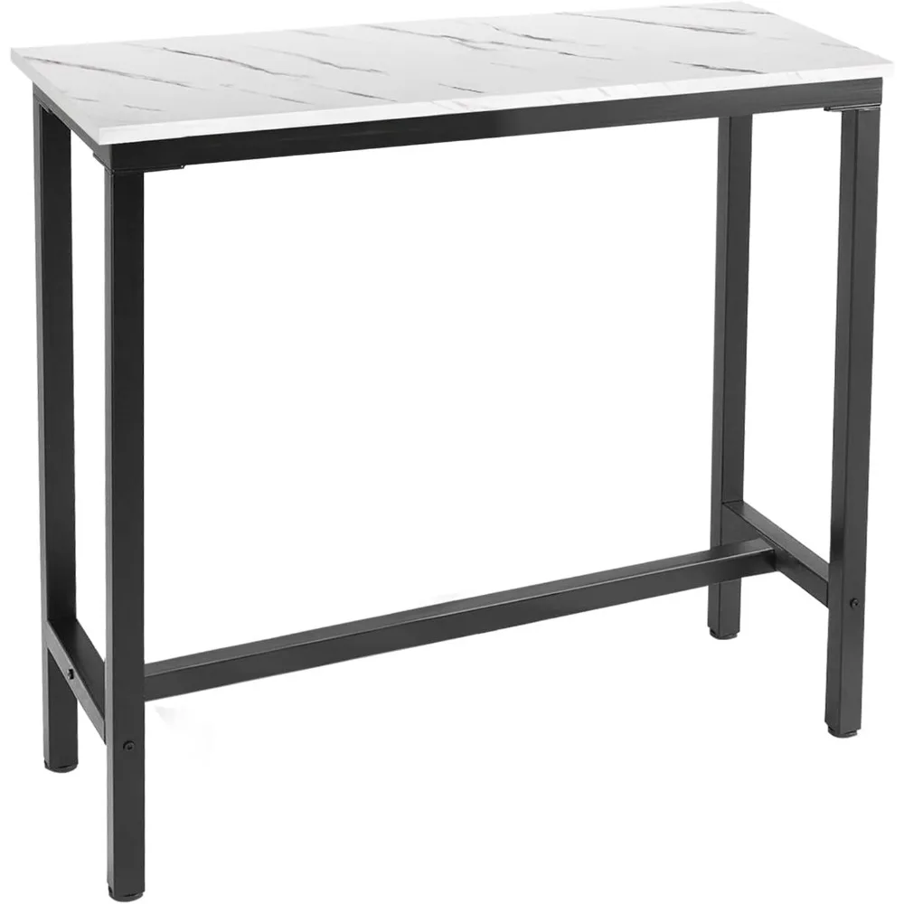 

39.4" Bar Table White Marble Industrial Pub Dining Height Table Bistro Table (Indoor USE ONLY)