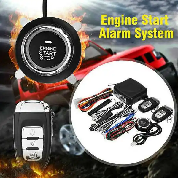 2X Car SUV PKE Keyless Entry Engine Start Alarm System Push Button Start System Remote Starter Stop