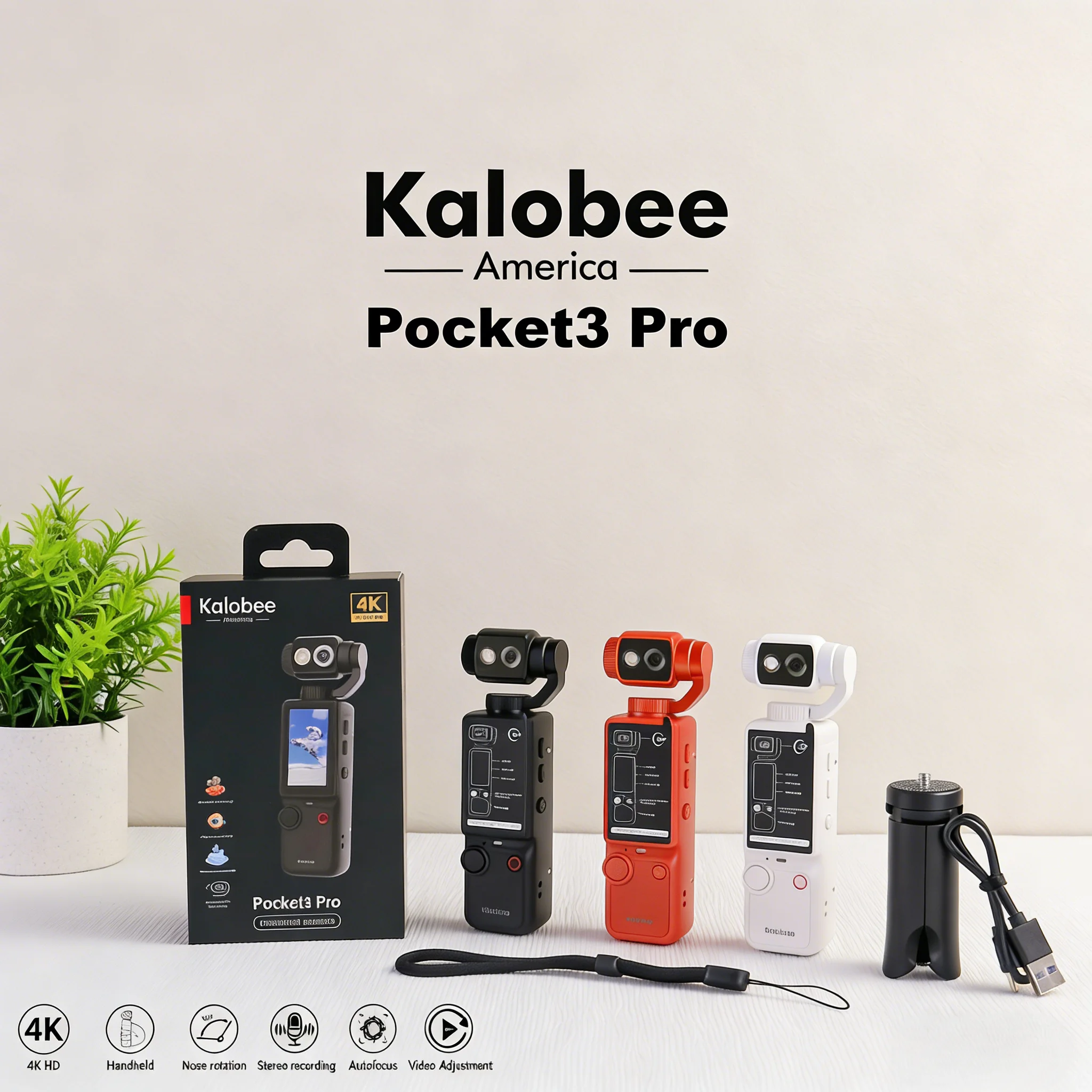 

Kalobee Pocket 3 Pro 4K Vlog Camera Rotatable Lens POV Action Cam for YouTube TikTok Video Recording Compact Gimbal Alternative