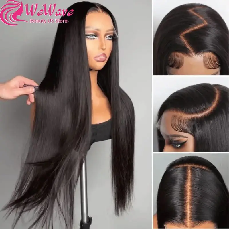 

Black Straight 13x6 40 Inch Human Hair Hd Transparent Lace Frontal Wigs High Density Human Hair Brazilian Choice For Women