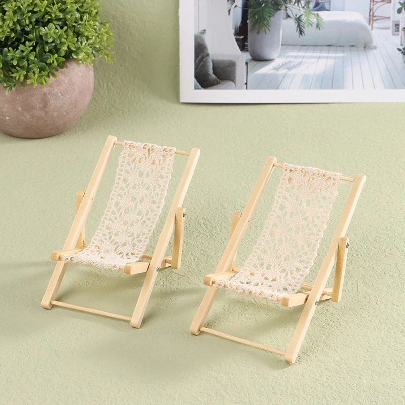 1/12 Dollhouse Foldable Deck Chair Dollhouse Lounge Deck Chair Model Doll House Mini Furniture Accessories