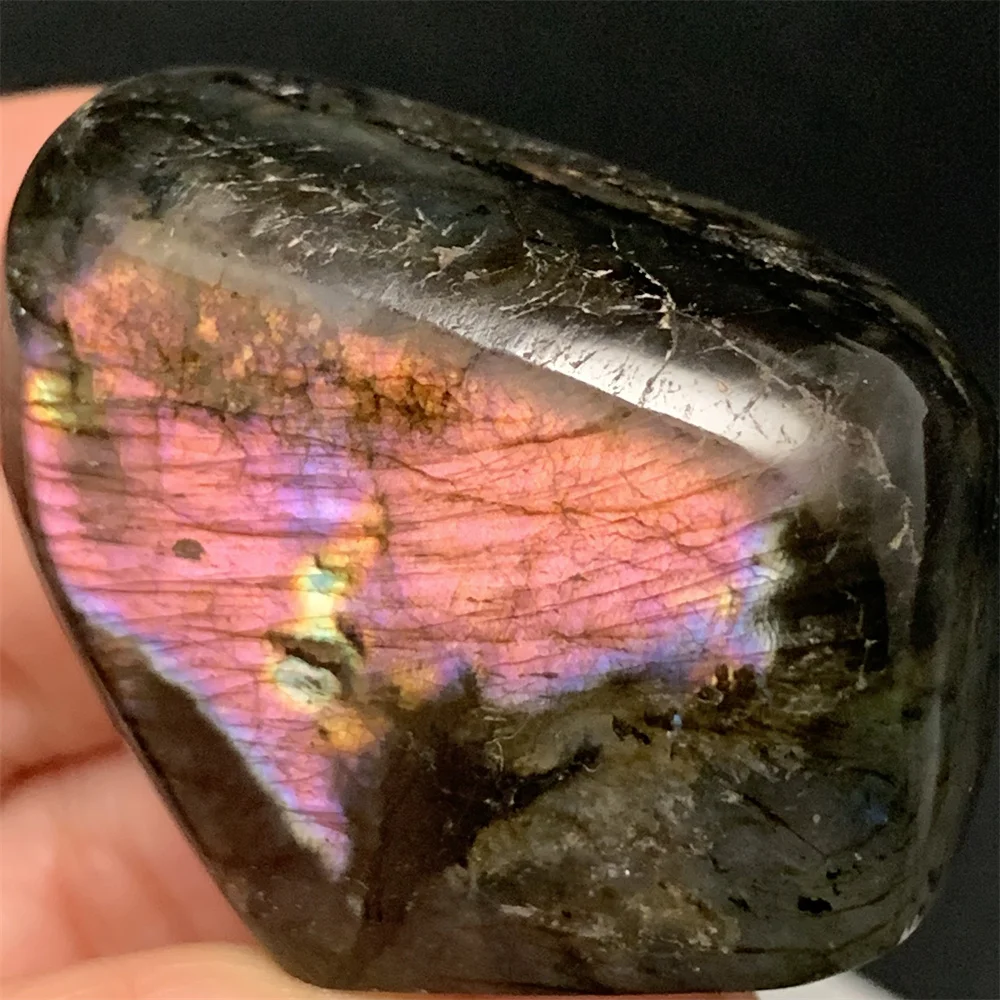 الطبيعية مشرق البرتقال الأرجواني ضوء اللابرادوريت العينات المعدنية الدائمة الأزرق الأصفر الوردي ضوء لابرادور الحلي شفاء الخرز #6