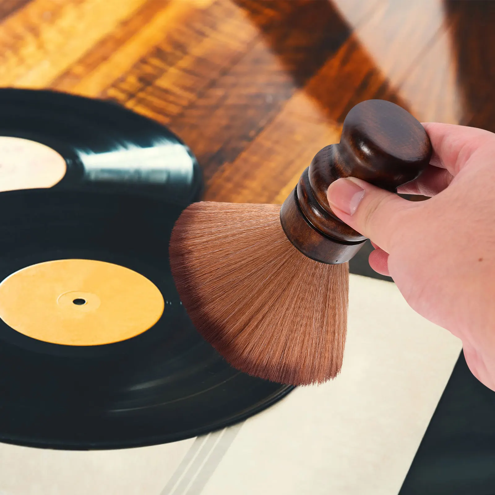 

Vinyl Record Dust Remover Anti Static Wooden Handle For Vinyl Record Cleaning Brush Albums Dust Remover Brush CD Discs