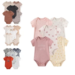 5 Pcs Four Seasons Cartoon Newborn Unisex Bodysuits 100%Cotton Toddler Onesies